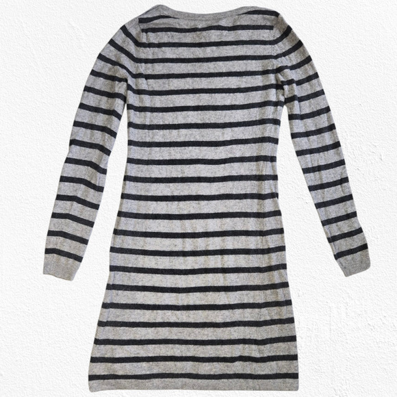 Banana Republic Gray Navy Striped Wool Cashmere Blend Sweater Dress Size Medium - Picture 7 of 7